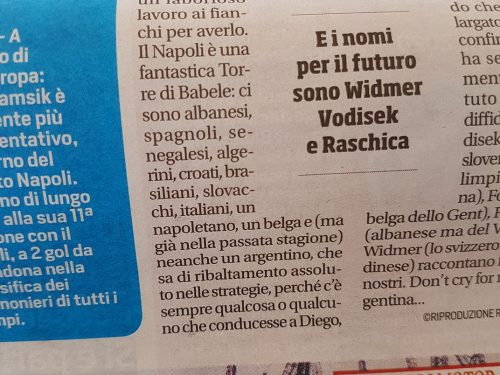 Sul Corriere dello Sport: c’erano un italiano, un belga e un napoletano